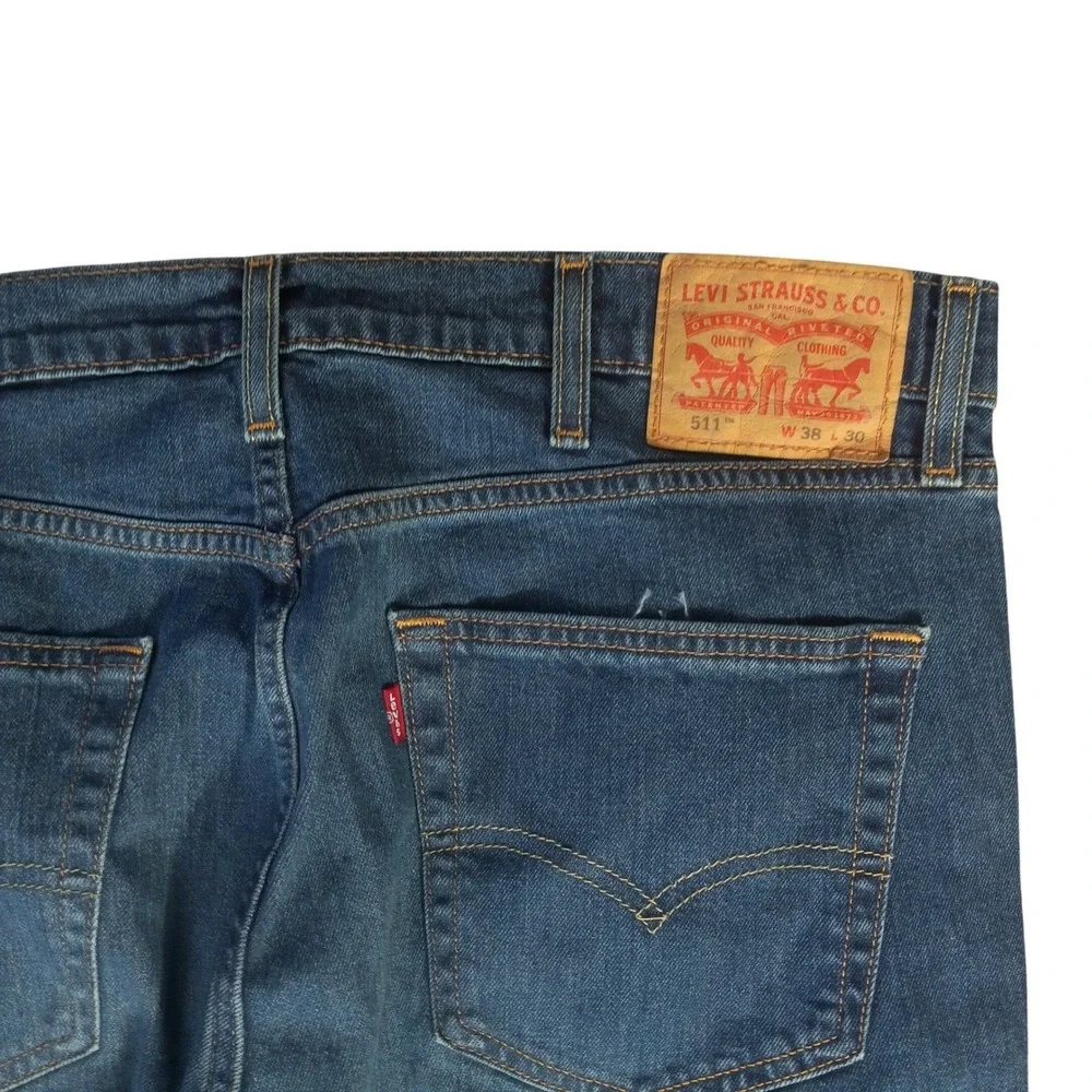 Levis 511 Slim Fit Jeans Mens 38x30‎ Medium Wash Blue Denim 04511-1163